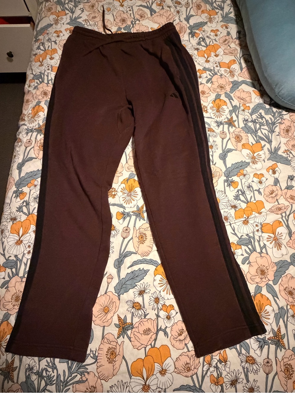 adidas Men's Dark Brown Sweatpants with Black Side Stripes